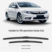 Honda 9th Gen Civic Frameless Silent Wiper (09-13 Models) - Car Accessories Civic 2009-2015 Set (Main and Auxiliary Wipers) black