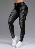 Women's Mid-Rise Skinny Ripped Denim Jeans Stretch Washed Slim Fit Long Denim Pants S-6XL 6XL black