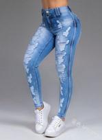 Women's Mid-Rise Skinny Ripped Denim Jeans Stretch Washed Slim Fit Long Denim Pants S-6XL L