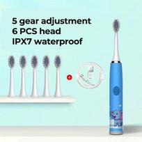 XiaomiChildren Electric Toothbrush Cartoon Kids With Replacement Head Ultrasonic  IPX7 Waterproof Rechargeable Sonic Toothbrush gray