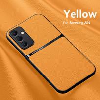 Prabangus magnetinis automobilinio laikiklio odinis telefono dėklas Samsung Galaxy A54 5G, skirtas Samsung A54 a54 A 54 5g, atsparus smūgiams galinis dangtelis For Galaxy A54 5G geltona