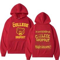 Kanye West College Dropout Hoodie Music Album Double Sided Graphic Sweatshirt Men Women Hip Hop Punk Rock Rap Hoodies Streetwear 2XL brown