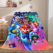 Mario Bros Soft Flannel Blanket Lightweight Cozy Microfiber Blanket for Couch Bed LXR99 75x90cm blue