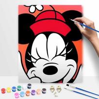 Disney Minnie Mouse digital oil painting diy handpainted coloring painting home decoration, vivid colors, cute cartoon art wall decor 30x40cm black