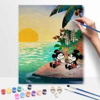 Disney Paint By Number Kit Mickey Minnie Beach Sunset Drawing Canvas DIY Picture Home Decor Painting For Adults Art Craft Wall Decor 20x30cm black