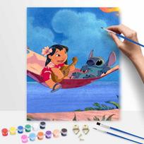 Lilo and Stitch ukulele hammock Disney digital oil painting diy coloring handpainted handpainted filling home decoration unique gift 50x70cm