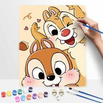 Disney Oil Painting DIY Digital Painting Chip and Dale Cute Cartoon HandPainted Wall Art for Living Room and Entryway. 40x50cm