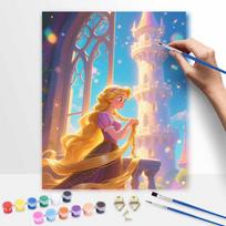 disney rapunzel princess castle digital oil painting hand painting kit diy home decoration 20x30cm blue