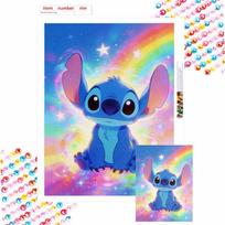 Disney Stitch Diamond Paint Art Kit Mosaic Painting Diamond Art Home Room Decor Gift Round 20x30cm blue
