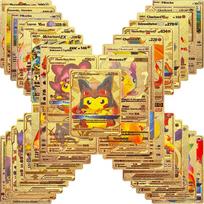 55 vnt. Pokemon kortelės VSTAR GX EX VMAX MEGA TAG TEAM Energijos Treneris Charizard Pikachu Retas Kolekcijos Kovos Kortelė I31 English - 27PCS auksas