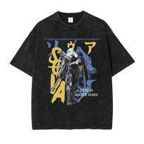 Valorants Game Graphic T Shirt Sova Omen Print T-shirt Washed Short Sleeve Tees Oversized T-shirt Clothing M black