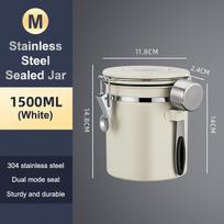 1,2 1,5 1,8L Kavos pupelių indelis Hermetiškas indas Sandarus nerūdijančio plieno su šaukšteliu Vienpusis vožtuvas Indas Kavos laikymas Virtuvė 1500ml