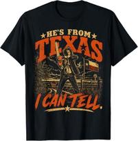 Hes from Texas I Can Tell Chainsaw Horror Halloween Graphic T-Shirt S