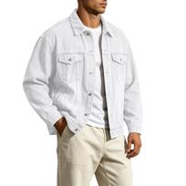 Men's Winter Color Denim Jacket for Casual Everyday Wear and Outdoor Activities L white