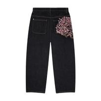 Y2K Baggy Jeans Cherry Blossom Embroidery Denim Pants Men Women American Hiphop Streetwear Wide Leg Denim Trousers XL