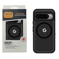 Skaidrus dviejų spalvų šarvuotas Ott Box MagSafe dėklas Google Pixel 10 9 8 A Pro telefonams, tvirtas, belaidžio įkrovimo apsaugos dangtelis Defender XT Google Pixel 9 Pro XL black