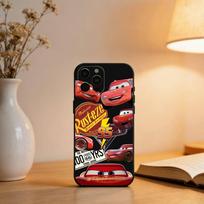Žaibas Makvynas Raudonas-95 Automobiliukai   Dėklas Telefonui iPhone 17,16,15,14,13,12,11 Plus,Pro Max,XS,Minkštas Silikoninis Juodas Dangtelis iPhone14Plus