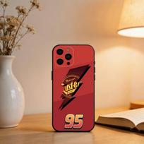 Žaibas Makvynas Raudonas-95 Automobiliukai   Dėklas Telefonui iPhone 17,16,15,14,13,12,11 Plus,Pro Max,XS,Minkštas Silikoninis Juodas Dangtelis iPhone17air