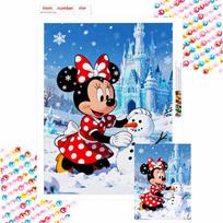 Disney Minnie Snowman Diamond Painting Kit 5D Full Round Diamond DIY Crafts Home Decoration Creative Gift Round 20x30cm blue