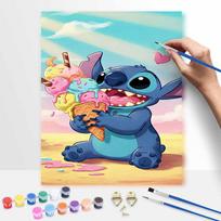 Disney Stitch Ice Cream Painting Kit Home Bedroom Wall Decor Handmade Gift 50x70cm blue