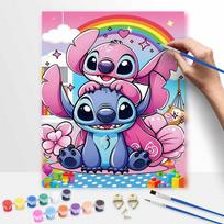 Disney digital oil painting Stitch Angel rainbow art handmade diy home decorations 20x30cm blue