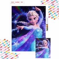Disney Elsa Frozen Diamond Mosaic Painting Art Kit Handmade DIY Home Decor Round 30x40cm blue