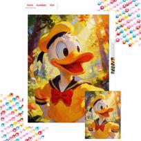 Disney oil painting handmade painting art kit Donald Duck mosaic diy home decoration gift Round 20x30cm yellow