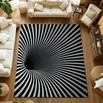 3D Vortex Illusion Rug for Living Room Rug Carpet,Area Rug Non Slip Floor Carpet Teen's Rug Kids Room Boy Room Rug Girl Room 60cmX90cm black