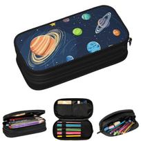 Solar System Space Planets Universe Pencil Cases for Students Gifts Pen Box Pencil Bag Large Storage Pencil Pouch 21x10.5x5cm blue