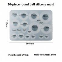DIY Epoxy Mould 20 Holes Round Bead Silicone Mould Mirror Jewelry Resin Mould 1pc gray