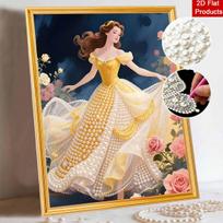 Disney Belle Pearl Painting Kit Handmade DIY Home Decoration Painting 30x40 black