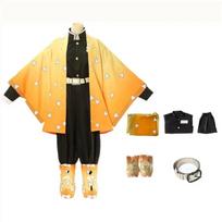 Anime characters Kamado Tanjiro, Kamado Nezuko, Tomioka Giyuu, and Agatsuma Zenitsu cosplay Halloween anime costumes. XXL orange