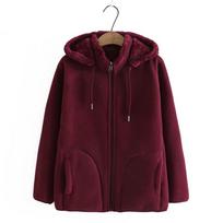 Autumn Winter Polar Fleece Coat Women Thicken Warm Hoodies Sweaters Jackets Middle-age Female Zip-up Outerwear Casual Tops XXXL black