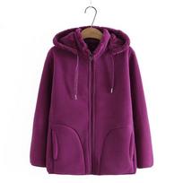Autumn Winter Polar Fleece Coat Women Thicken Warm Hoodies Sweaters Jackets Middle-age Female Zip-up Outerwear Casual Tops 5XL rožinė raudona spalva