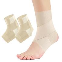 2Pcs Upgraded Ankle Brace Ankle Sprain Tendonitisarthritis Ankle Care Adjustable Breathable Compression Ankle Sleeve Wraps M smėlis