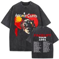 Skalbti vintažiniai roko grupės Alice in Chains grafiniai marškinėliai vyrams moterims retro gotiški punk merchandise marškinėliai vyriški s per dideli marškinėliai L red