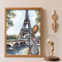 Disney Diamond Painting Kit Classic Remy Paris Home Decor Craft Perfect Gift Idea Diamond Art Eiffel Tower Art Round 20x30cm white