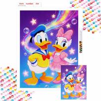 Disney 5D DIY All Diamond Art Painting Kit Donald Daisy Love Home Decor Gift Round 50x70cm purple