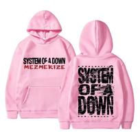 Hot Sale 90s Vintage Rock Band System of A Down Mezmerize Print Hoodie Men Women Fashion Pullover Long Sleeves Casual Loose Vintage Printed Sweatshirt XXXL pink