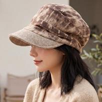 Women S Retro Plaid Newsboy Cap Versatile Autumn Winter Hat One Size chaki