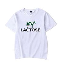 New Green Cow Patterned Unisex Women Tshirt Letter LACTOSE Print Unisex Tee Classic Harajuku Couple Casual Hiphop Clothing 3XL white