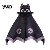 Coral Flannel Blanket Hoodie Halloween Bat Fleece Hoodie, Plush Wearable Hooded Cape Cape, Oversized Cartoon Costume Sleepwear for Women violetinė