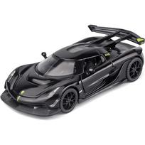 1/32 Žaisliniai automobiliai Koenigsegg Jesko Lietas metalas,Kolekcionuojamas Koenigsegg modelio automobilis,Patraukite Koenigsegg žaislinį automobilį su šviesa ir muzika,Automobilių žaislai 1/32-Size:15*6.5*4cm juoda