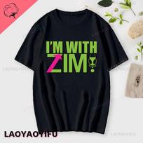 Anime Invader Zim Invader Gir Graphic T-shirt Zim Image Cartoon T-shirt Unisex Unisex Cotton Tee Shirt Madingi marškinėliai Streetwear Tops Unisex M black