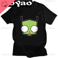 Anime Invader Zim Invader Gir Graphic T-shirt Zim Image Cartoon T-shirt Unisex Unisex Cotton Tee Shirt Madingi marškinėliai Streetwear Tops Unisex S green