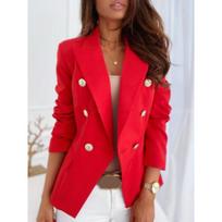 Mada Ilgomis Rankovėmis Laisvo Kirpimo Švarkai Moterims Dvieilis Vienspalvis Biuro Damos Gatvės Stiliaus Marškiniai Moteriški Liekninantys Kasdieniai Paprasti Drabužiai L raudona