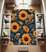 Boho Sunflower Carpet Floral Print Soft Non-slip Water-absorbent Rug Botanical Mat for Living Room Bedroom Study Daily Decor 40x60cm orange