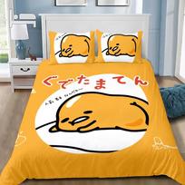 Funny Gudetama Lazy Egg Duvet Cover Pillowcase Bedding Set Adult Boy Girl Bedroom Decoration Children Single Double Large Size 90X200cm orange