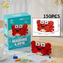 Mini Cute Shark Turtle Crab Sealife Animal Micro Building Blocks DIY 3D Diamond Model Brick Toy for Kids Children red