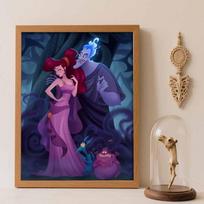Disney Diamond Painting 5D DIY Hades Megara Diamond Painting Set Suitable for Adults/Beginners Creative Gift Home Decoration Round 20x30cm brown